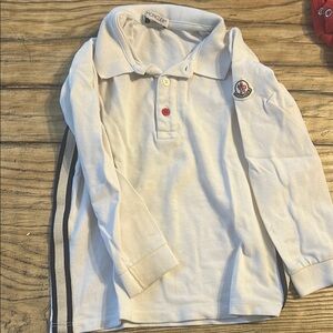 Moncler White Long Sleeve Polo Shirt with Classic Collar